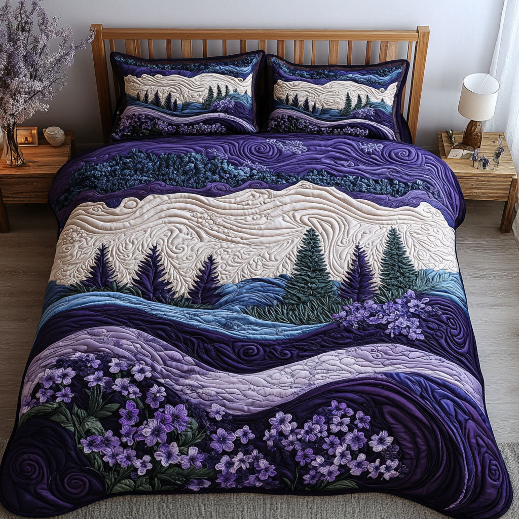 Violet Reflections Quilted Bedding Set Duvet Cover Bedspreads Flower Gifts For Her Violet Reflections Quilted Bedding Set Duvet Cover Bedspreads Flower Gifts For Her