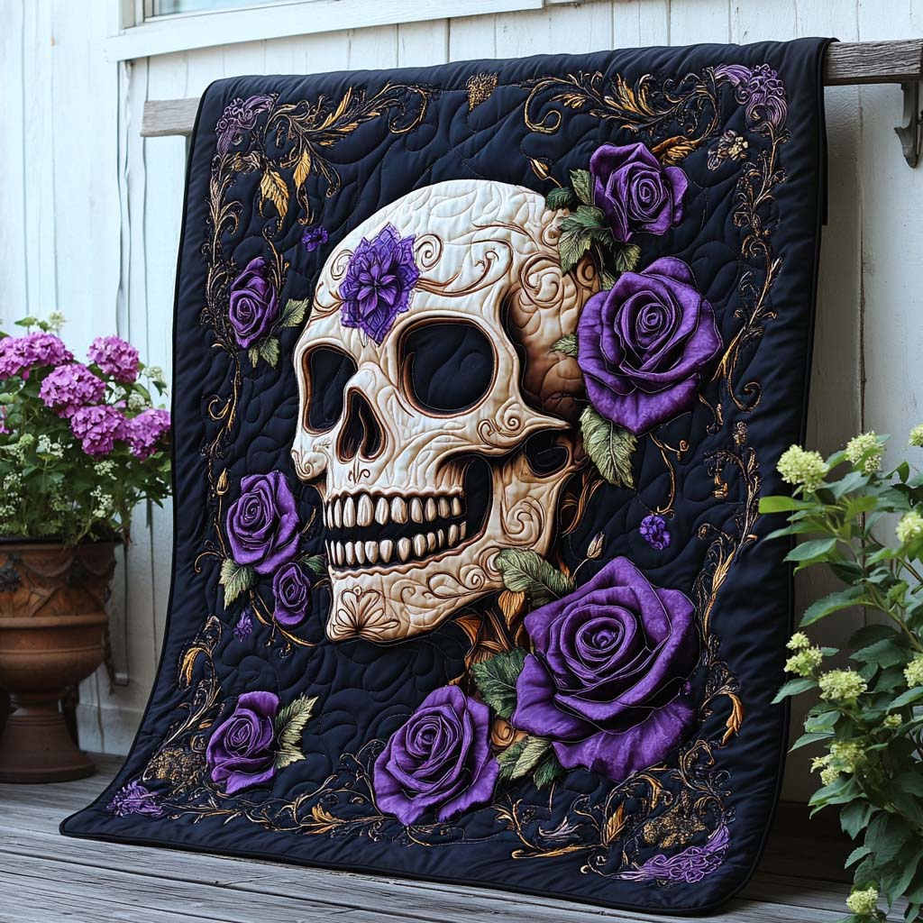 Violet Remembrance Quilted Blanket Nice Throw Blanket Unique Skull Gifts For Him Violet Remembrance Quilted Blanket Nice Throw Blanket Unique Skull Gifts For Him