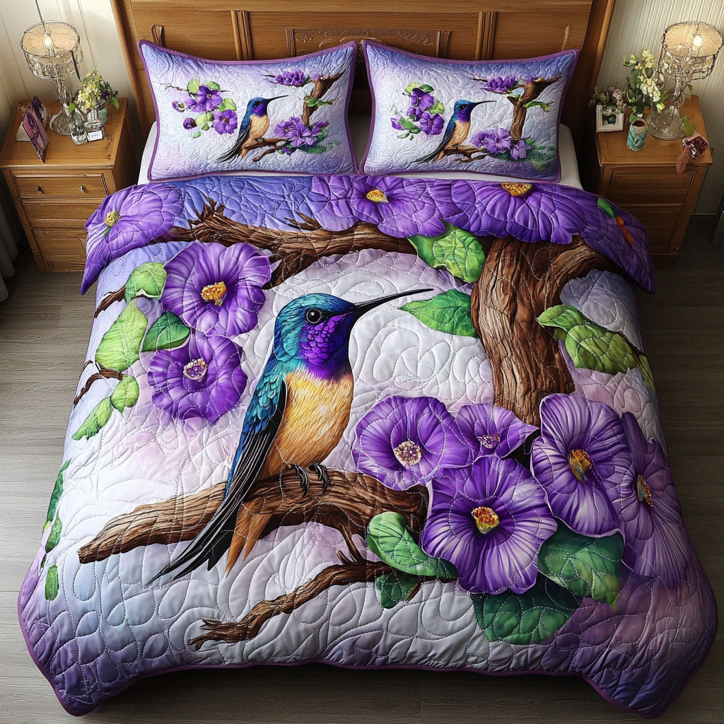 Violet Serenity Quilted Bedding Set Duvet Cover Bedspread Hummingbird Gifts For Women Violet Serenity Quilted Bedding Set Duvet Cover Bedspread Hummingbird Gifts For Women
