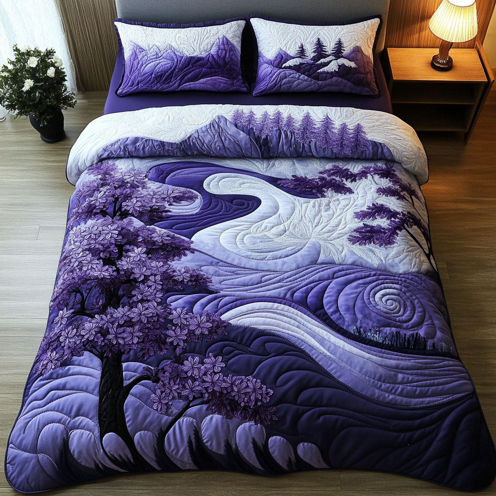 Violet Skies Quilted Bedding Set Duvet Cover Bedspreads Flower Theme Gifts Violet Skies Quilted Bedding Set Duvet Cover Bedspreads Flower Theme Gifts