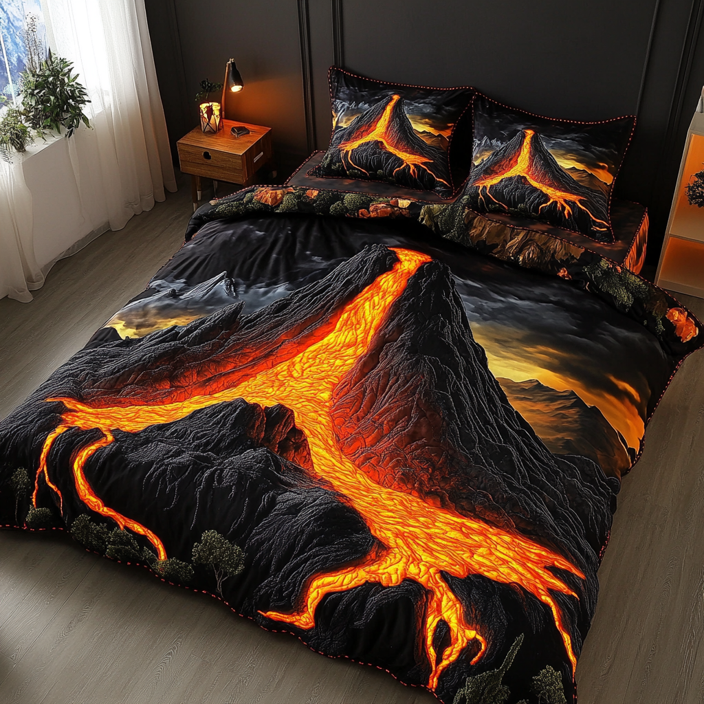 Volcano Adventure Quilted Bedding Set Duvet Cover Bedspreads Christmas Presents For Son In Law Volcano Adventure Quilted Bedding Set Duvet Cover Bedspreads Christmas Presents For Son In Law