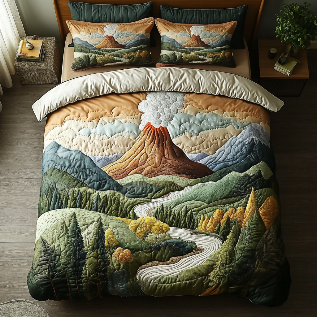 Volcano Peak Quilted Bedding Set Duvet Cover Bedspreads Christmas Gift Family Exchange Ideas Volcano Peak Quilted Bedding Set Duvet Cover Bedspreads Christmas Gift Family Exchange Ideas