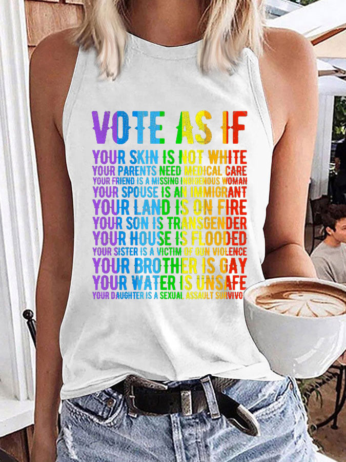 Vote As If You Skin Is Not White Muscle Tank Human's Rights Tank Top For Women Vote Blue Merch Vote As If You Skin Is Not White Muscle Tank Human's Rights Tank Top For Women Vote Blue Merch