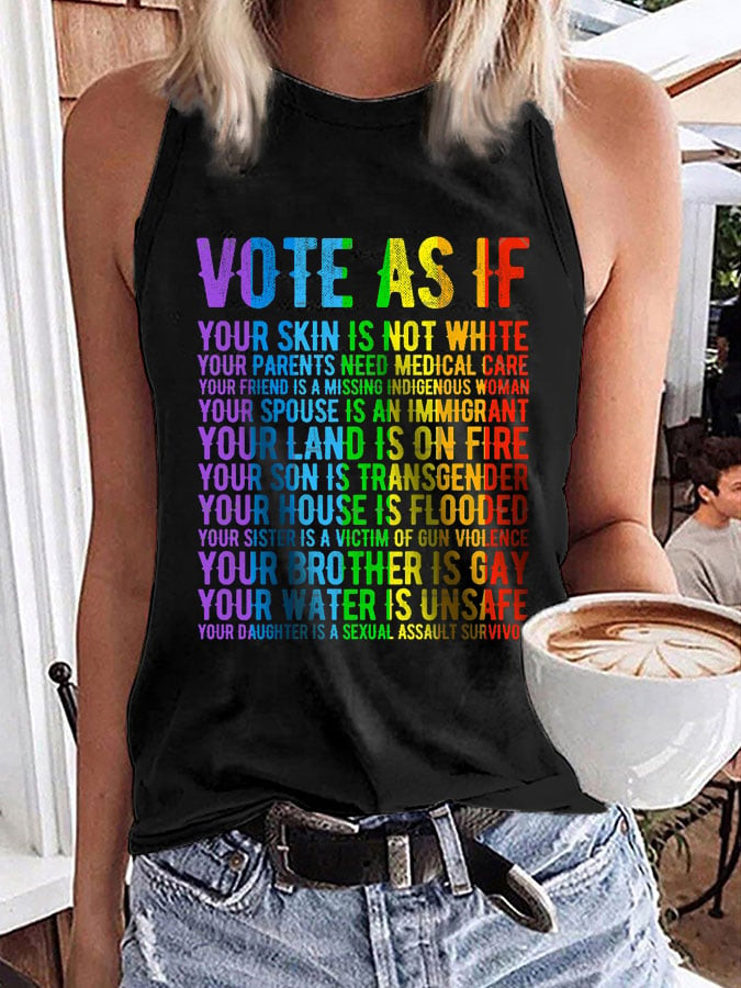 Vote As If You Skin Is Not White Muscle Tank Human's Rights Tank Top For Women Vote Blue Merch Vote As If You Skin Is Not White Muscle Tank Human's Rights Tank Top For Women Vote Blue Merch