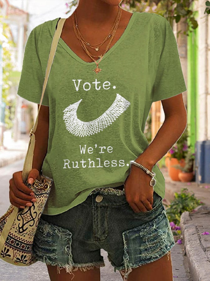 Vote We're Ruthless V-neck T-Shirt RBG Women's Rights Clothing Feminist Gifts For Her Vote We're Ruthless V-neck T-Shirt RBG Women's Rights Clothing Feminist Gifts For Her