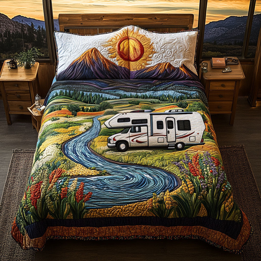 Wander On Wheels Quilted Bedding Set Duvet Cover Bedspread Unique Camping Gifts Wander On Wheels Quilted Bedding Set Duvet Cover Bedspread Unique Camping Gifts