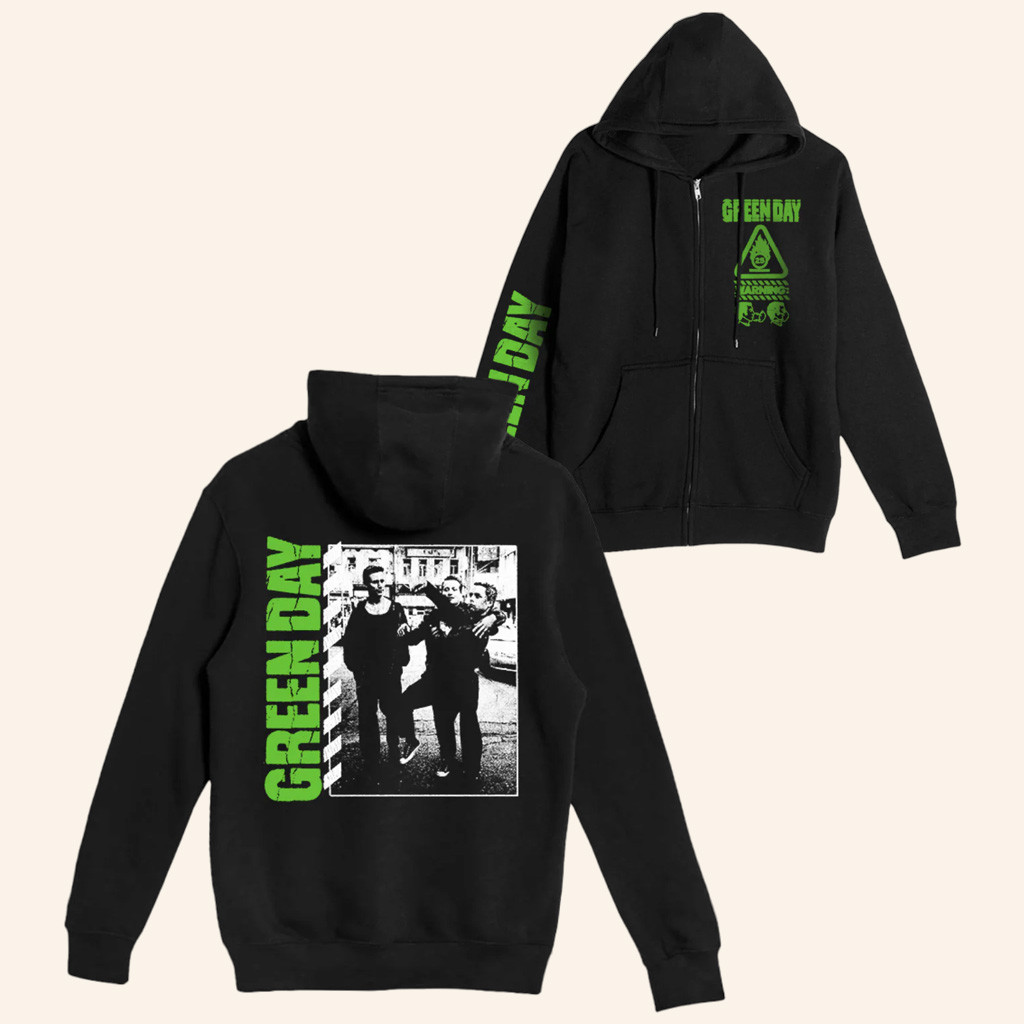 Warner Music Merch Green Day Warning Photo Zip Hoodie Presents For Music Lovers Warner Music Merch Green Day Warning Photo Zip Hoodie Presents For Music Lovers