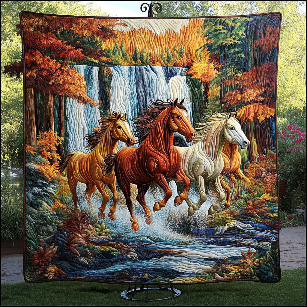 Waterfall Wilds Quilted Blanket Cute Throw Blanket Gifts For Horse Lovers Woman Waterfall Wilds Quilted Blanket Cute Throw Blanket Gifts For Horse Lovers Woman