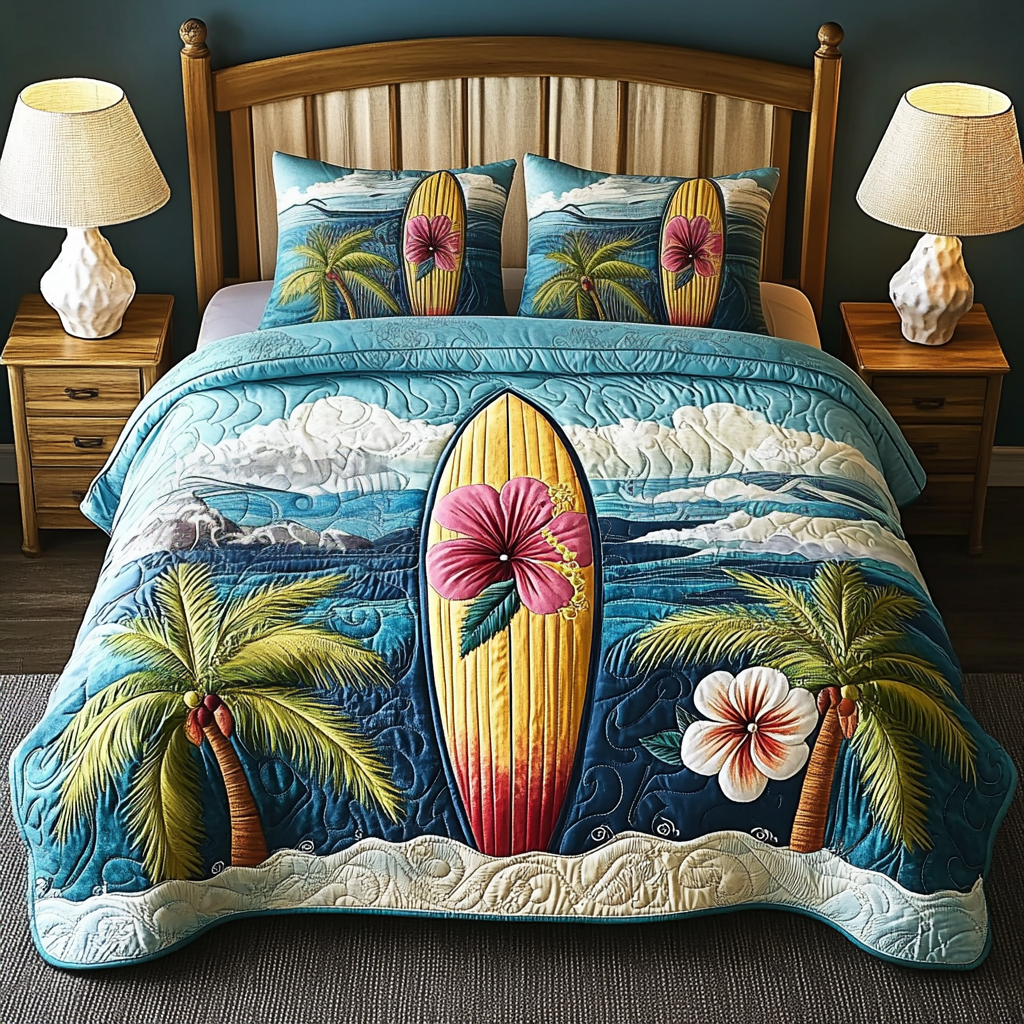 Wave Life Quilted Bedding Set Duvet Cover Bed Sheet Set Unique Gifts For Beach Lovers Wave Life Quilted Bedding Set Duvet Cover Bed Sheet Set Unique Gifts For Beach Lovers