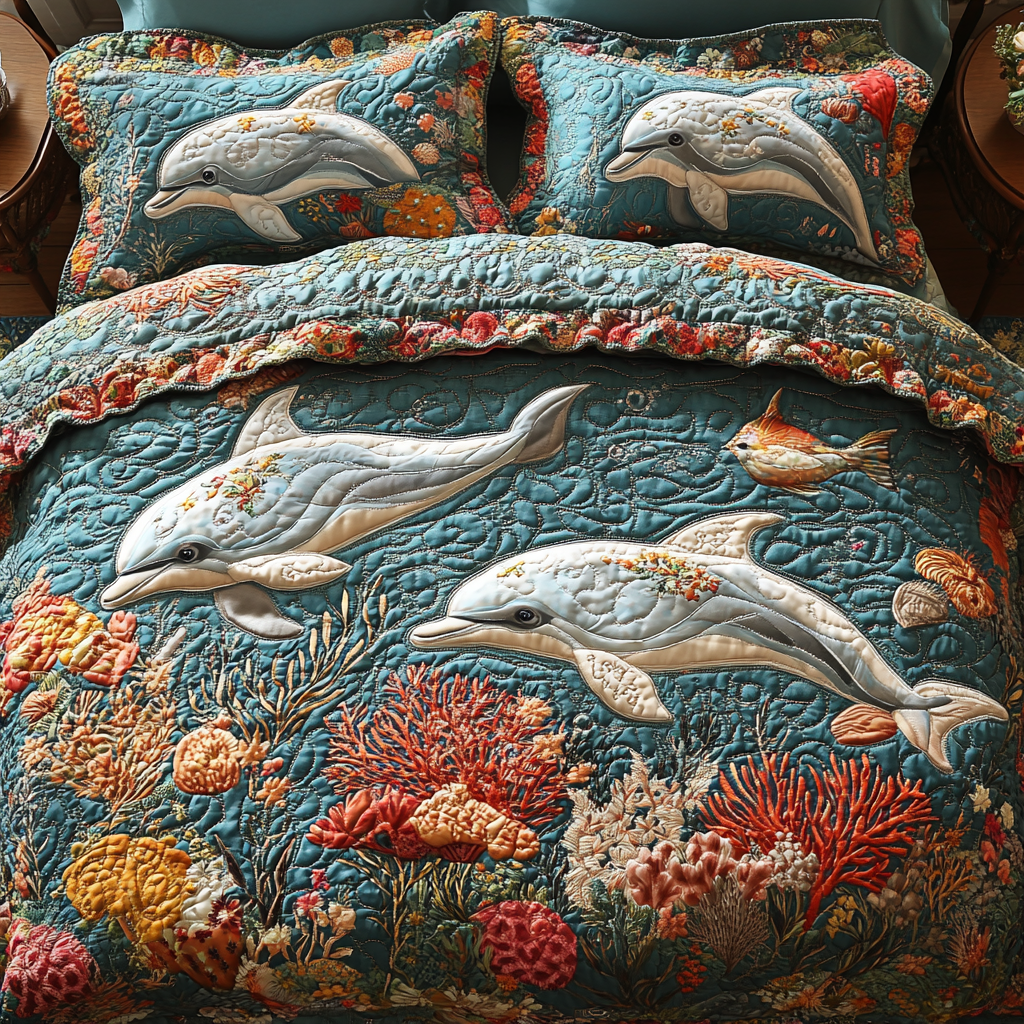 Wave Rider Quilted Bedding Set Duvet Cover Bedspread Cool Dolphin Gifts Wave Rider Quilted Bedding Set Duvet Cover Bedspread Cool Dolphin Gifts