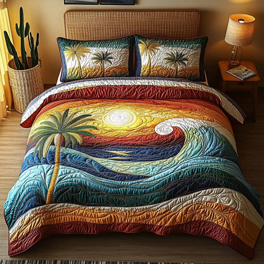 Wave Whisper Quilted Bedding Set Duvet Cover Bed Sheet Set Unique Beach Gifts Wave Whisper Quilted Bedding Set Duvet Cover Bed Sheet Set Unique Beach Gifts