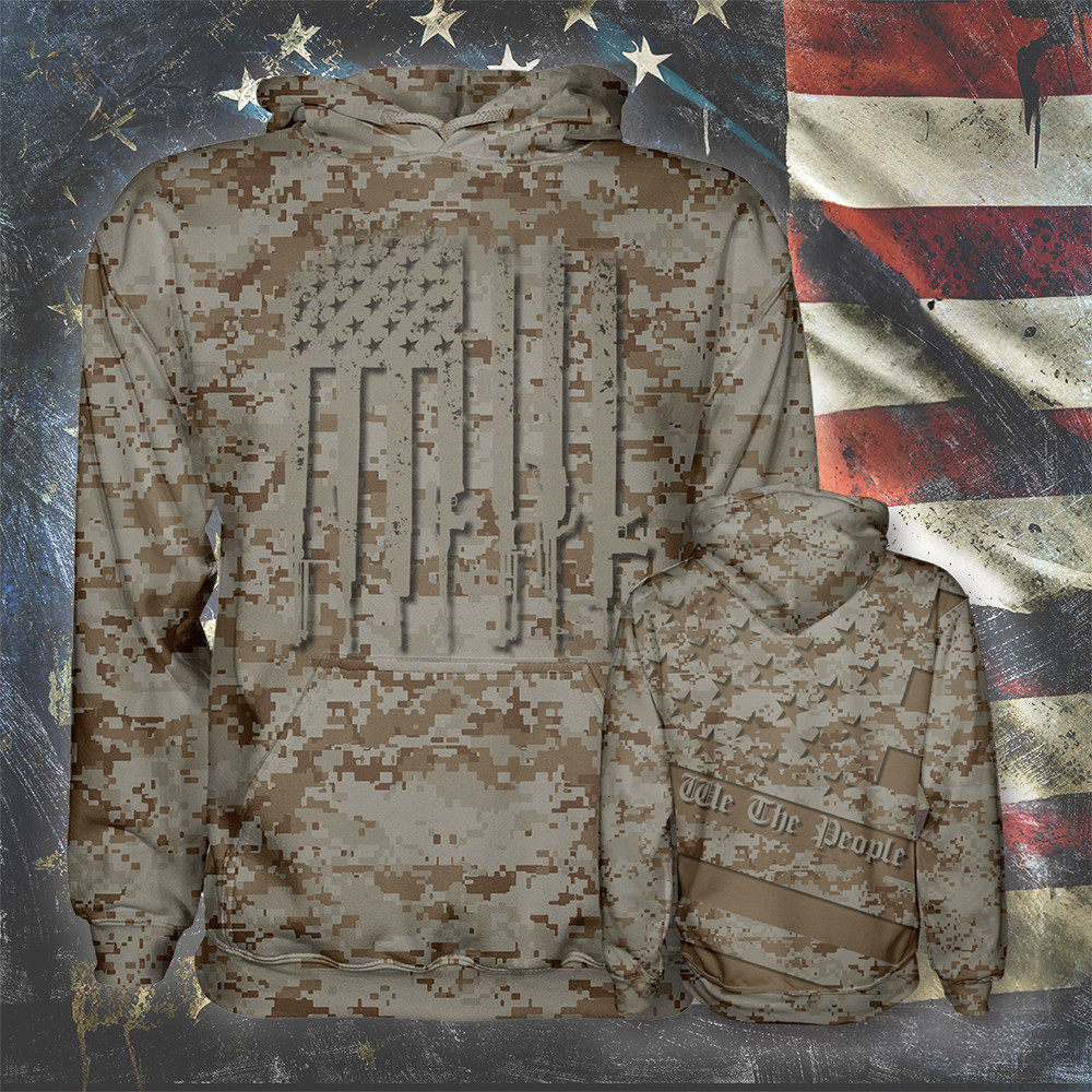 We The People Camo Hoodie Guns USA Flag Patriotic Hoodie Pro Gun Rights Merch Gift For Father