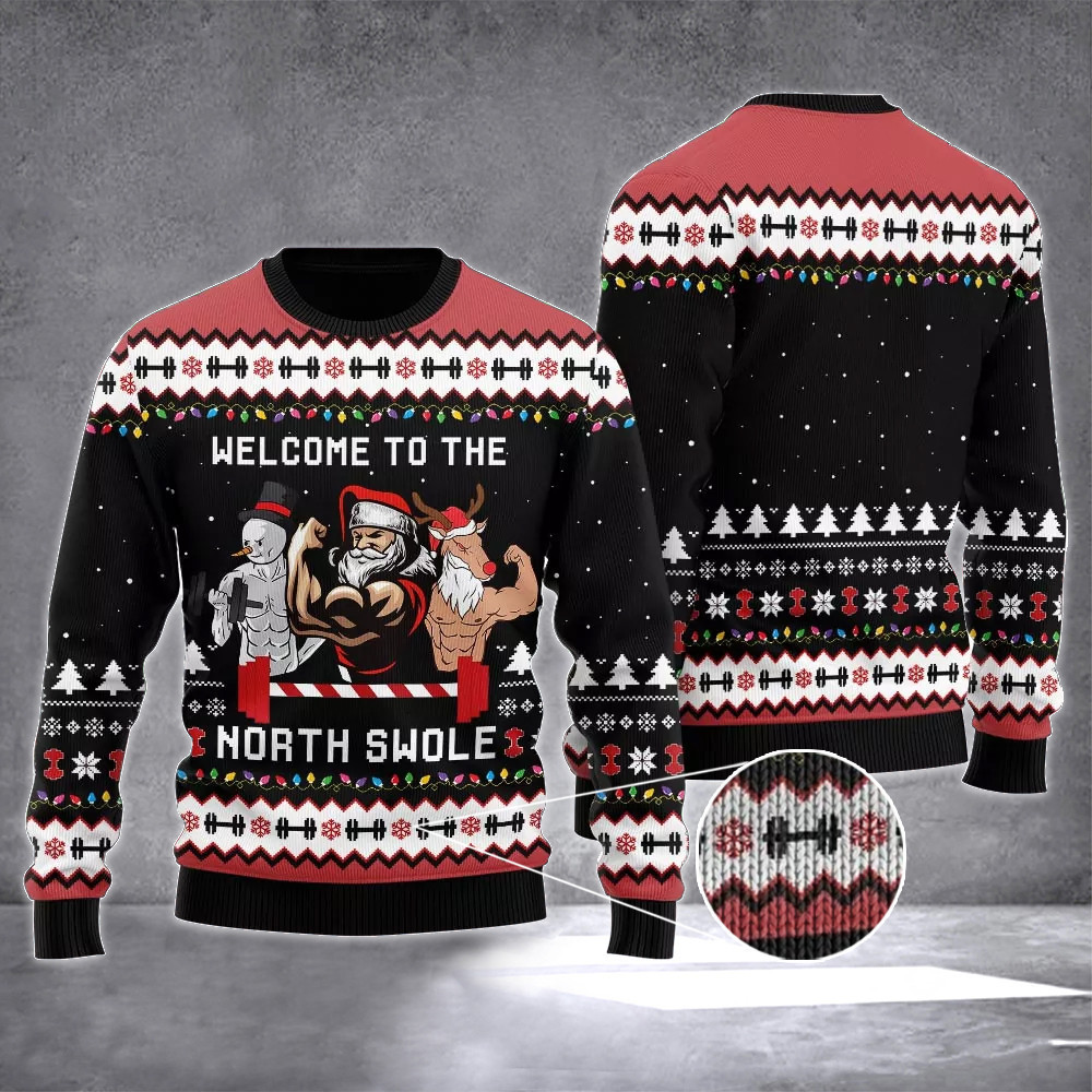 Welcome To The North Swole Ugly Christmas Sweater Santa Snowman Reindeer Gym Gifts For Him Welcome To The North Swole Ugly Christmas Sweater Santa Snowman Reindeer Gym Gifts For Him