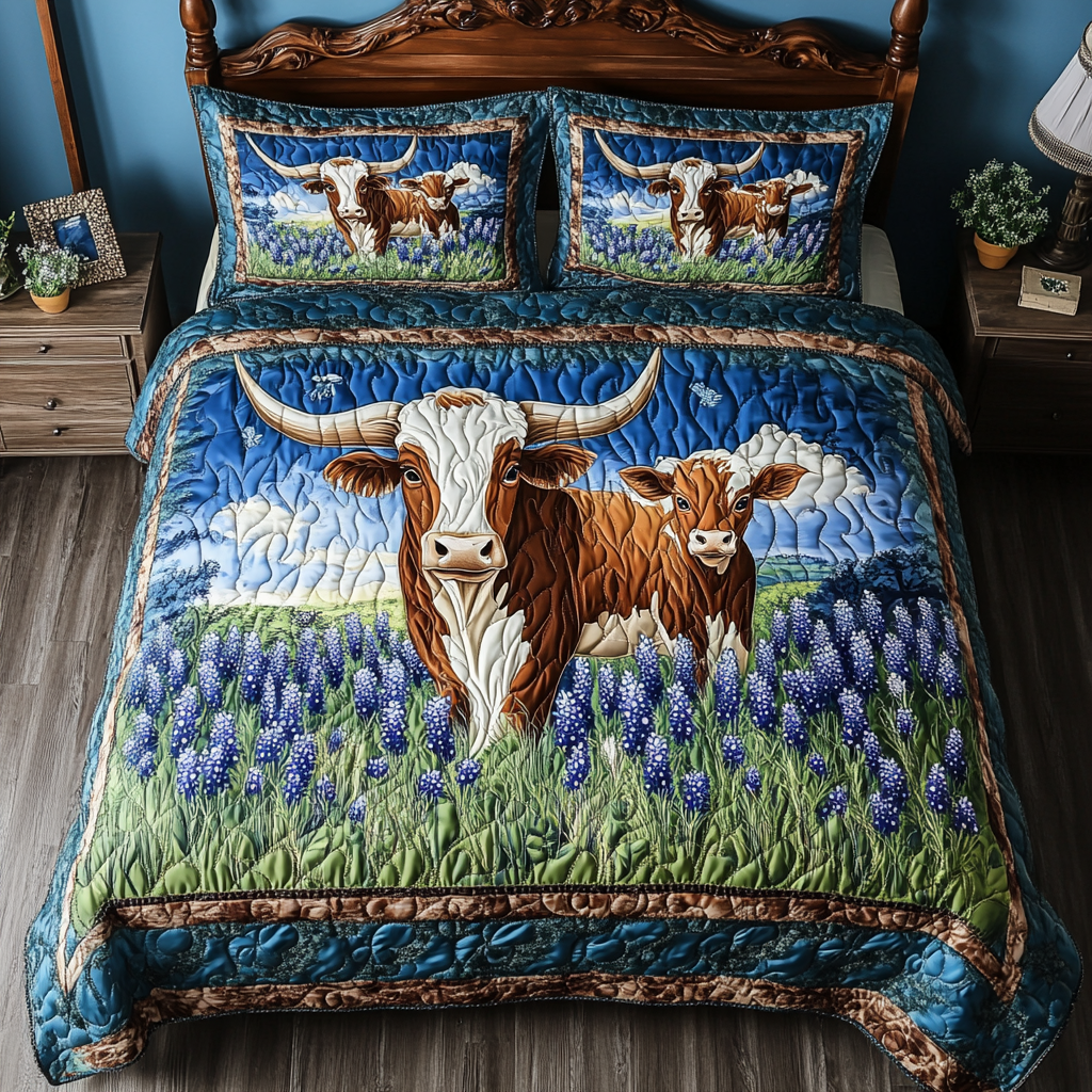 Western Roots Quilted Bedding Set Duvet Cover Bed Sheet Set Patriotic Texan Gifts