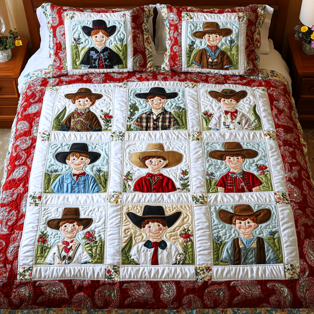 Western Spirit Quilted Bedding Set Duvet Cover Bed Sheet Set Cowboy Gifts For Him
