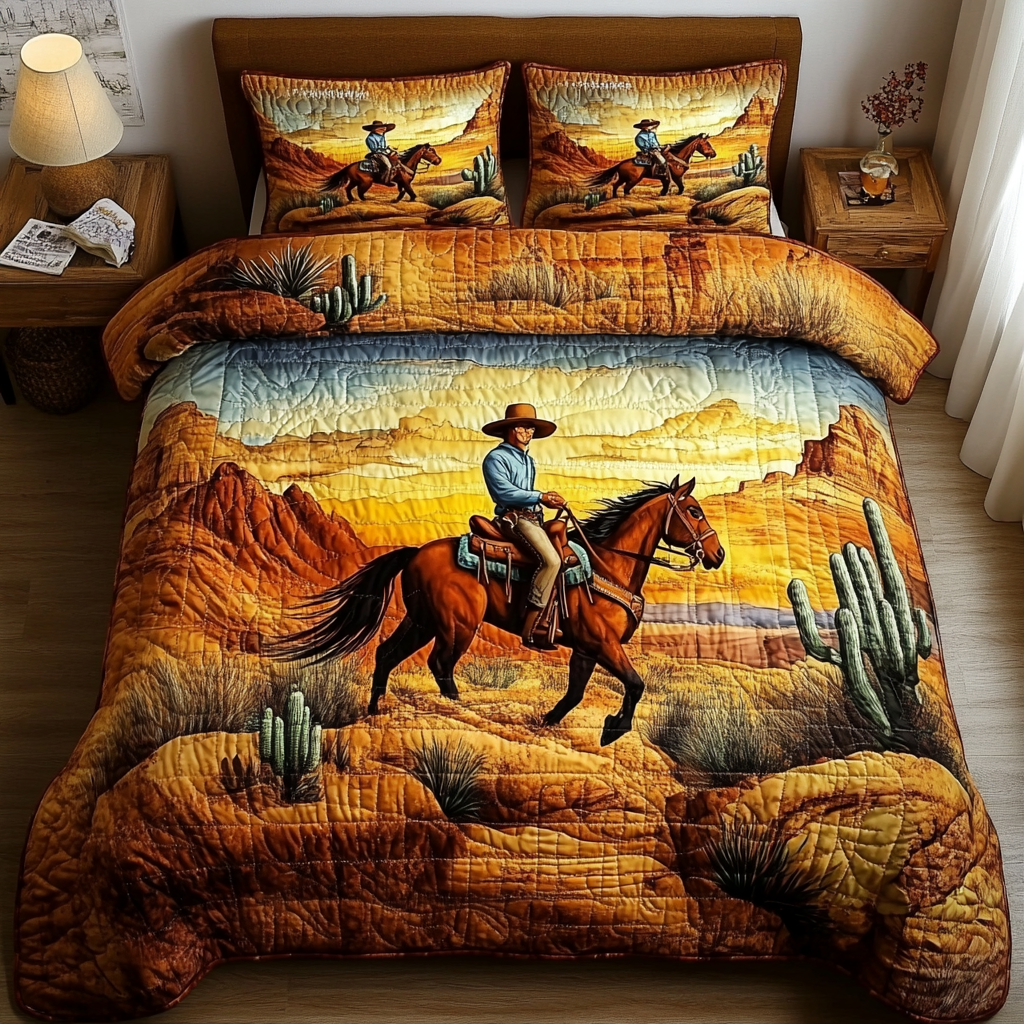 Western Trails Quilted Bedding Set Duvet Cover Bedspread Western Theme Ornaments Western Trails Quilted Bedding Set Duvet Cover Bedspread Western Theme Ornaments