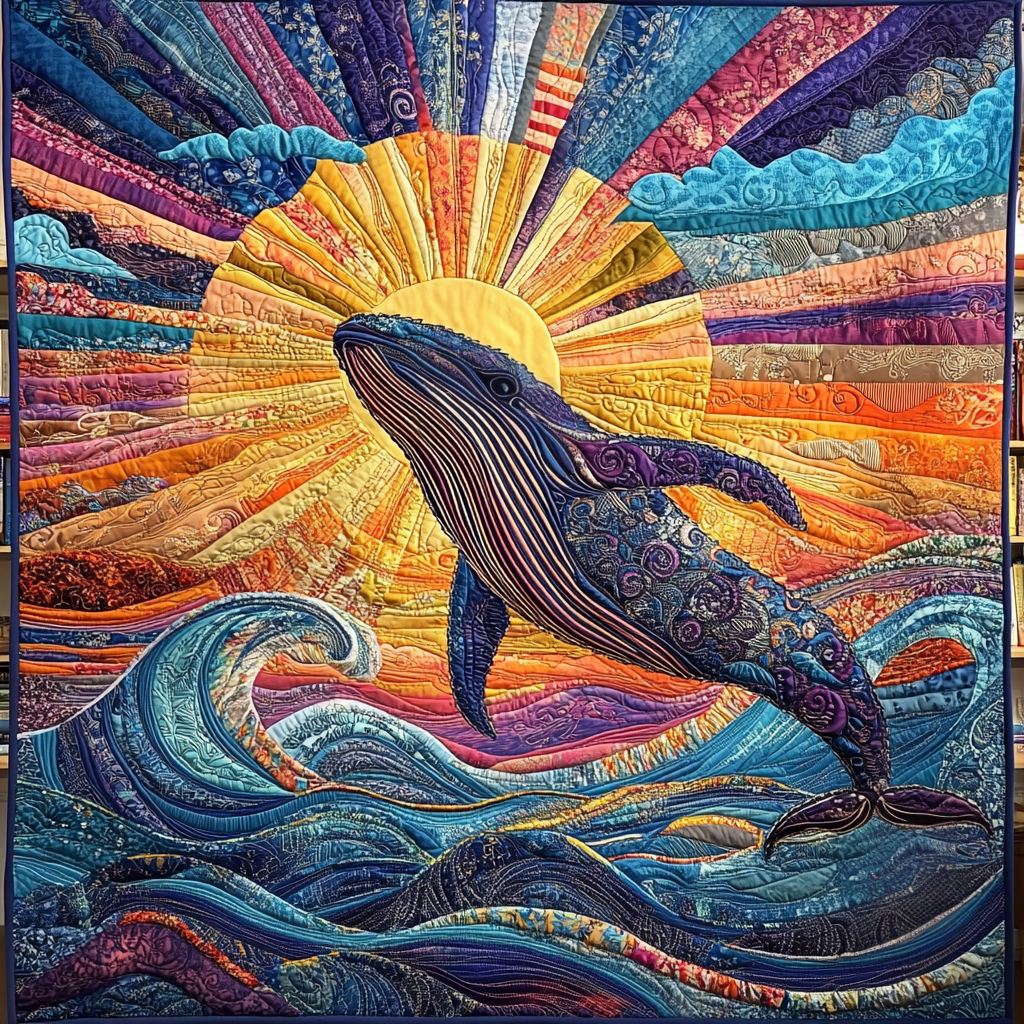 Whale Dance Quilted Blanket Cute Colorful Blanket Cute Whale Themed Gifts Whale Dance Quilted Blanket Cute Colorful Blanket Cute Whale Themed Gifts