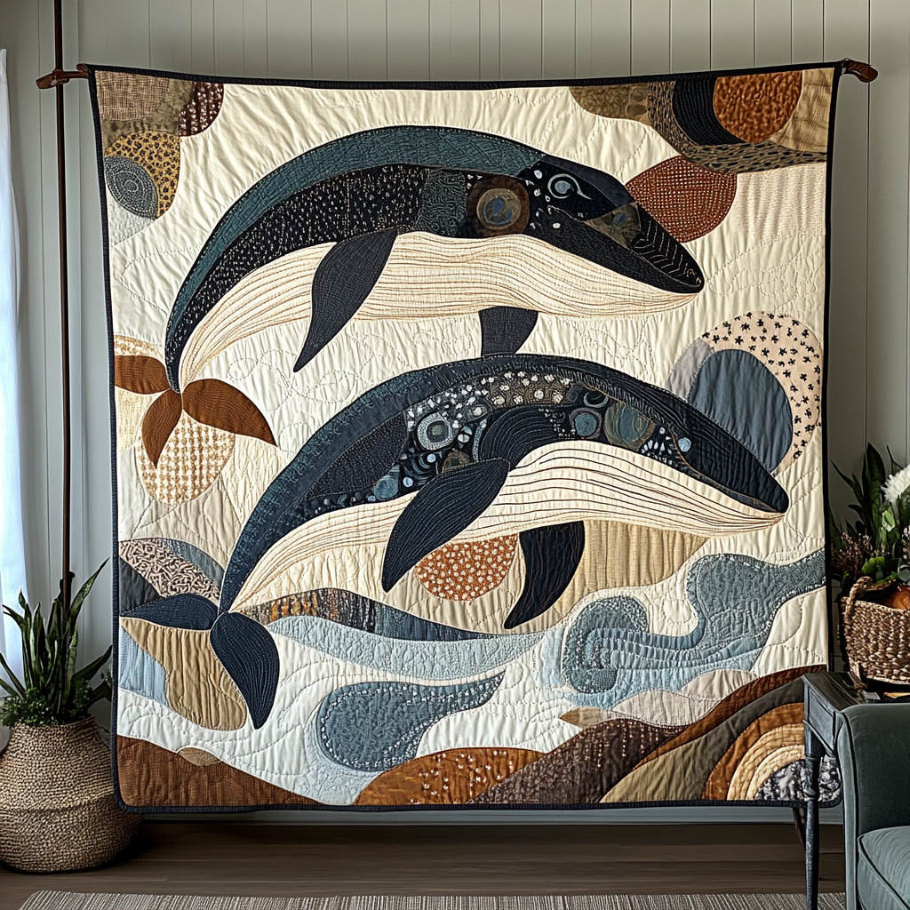 Whale Song Quilted Blanket Cute Colorful Blanket Whale Themed Gifts