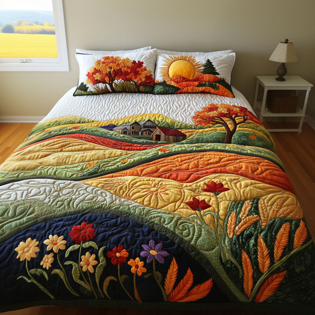 Wheat Breeze Quilted Bedding Set Duvet Cover Merch Sunflower Gifts For Friends Wheat Breeze Quilted Bedding Set Duvet Cover Merch Sunflower Gifts For Friends