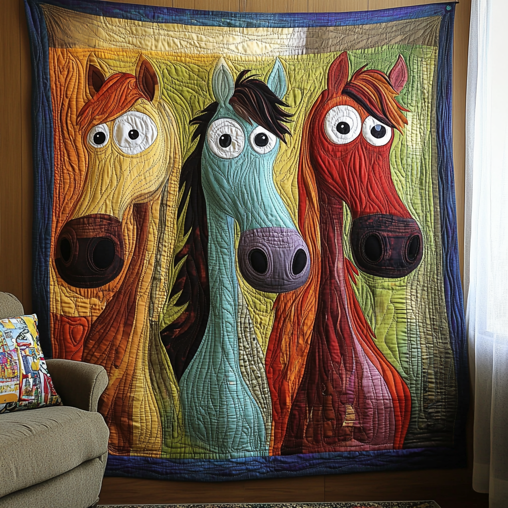 Whimsical Horse Quilted Blanket Sofa Throw Blanket Gift Ideas For Horse Owners Whimsical Horse Quilted Blanket Sofa Throw Blanket Gift Ideas For Horse Owners