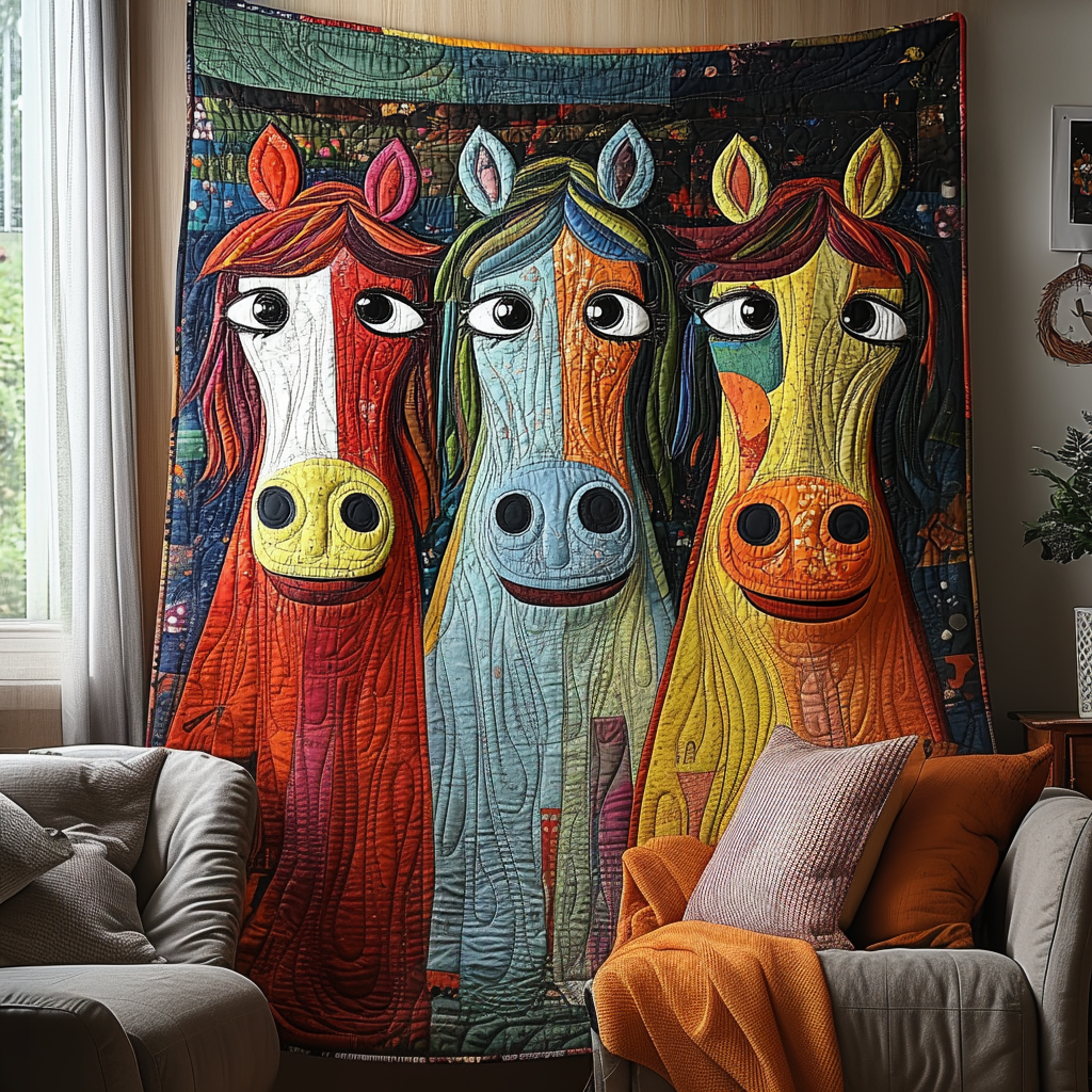 Whimsical Horse Quilted Blanket Sofa Throw Blanket Memorial Gifts For Horse Lovers Whimsical Horse Quilted Blanket Sofa Throw Blanket Memorial Gifts For Horse Lovers