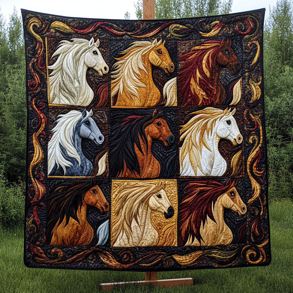 Whimsical Horses Quilted Blanket Sofa Throw Blanket Gift For Horse Lover Woman Whimsical Horses Quilted Blanket Sofa Throw Blanket Gift For Horse Lover Woman