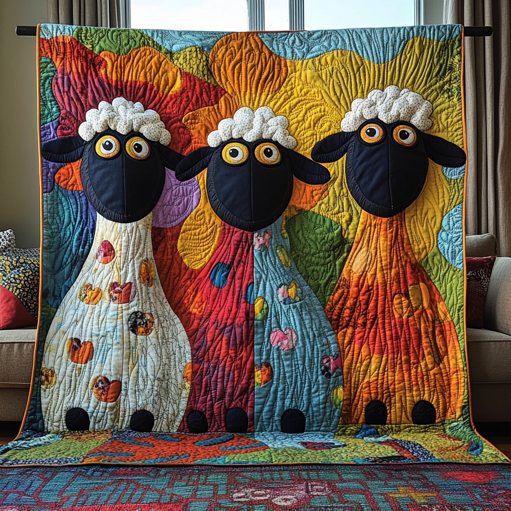 Whimsical Sheeps Quilted Blanket Sofa Throw Blanket Gifts For A Sheep Farmer Whimsical Sheeps Quilted Blanket Sofa Throw Blanket Gifts For A Sheep Farmer