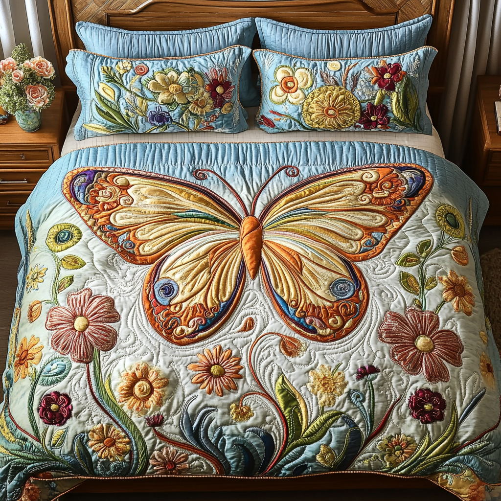 Whimsy Winged Dreams Quilted Bedding Set Duvet Cover Merch Butterfly Gifts For Her Whimsy Winged Dreams Quilted Bedding Set Duvet Cover Merch Butterfly Gifts For Her
