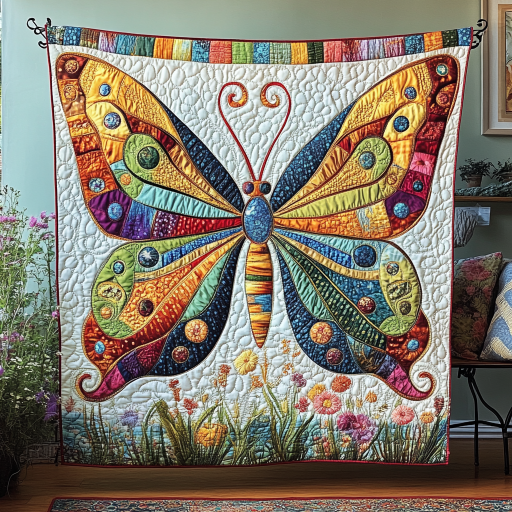 Whimsy Wings Quilted Blanket Cute Colorful Blanket Great Butterfly Lover Gift Ideas Whimsy Wings Quilted Blanket Cute Colorful Blanket Great Butterfly Lover Gift Ideas