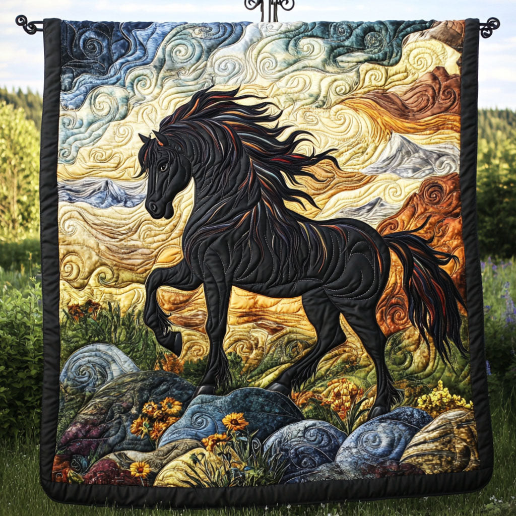 Whirlwind Mane Quilted Blanket Cute Throw Blanket Gifts For Horse Lovers Men Whirlwind Mane Quilted Blanket Cute Throw Blanket Gifts For Horse Lovers Men