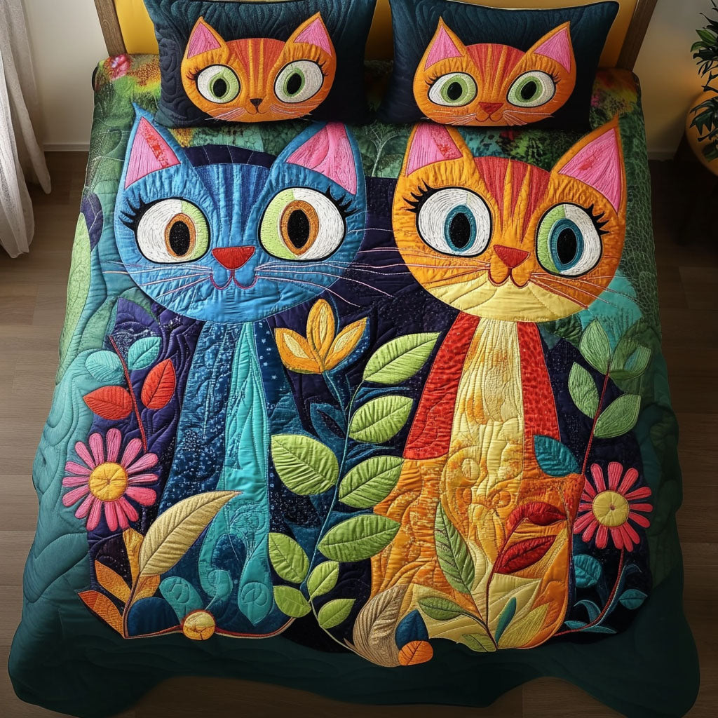 Whisker Garden Quilted Bedding Set Duvet Cover Bedspreads Gifts For Black Cat Lovers Whisker Garden Quilted Bedding Set Duvet Cover Bedspreads Gifts For Black Cat Lovers