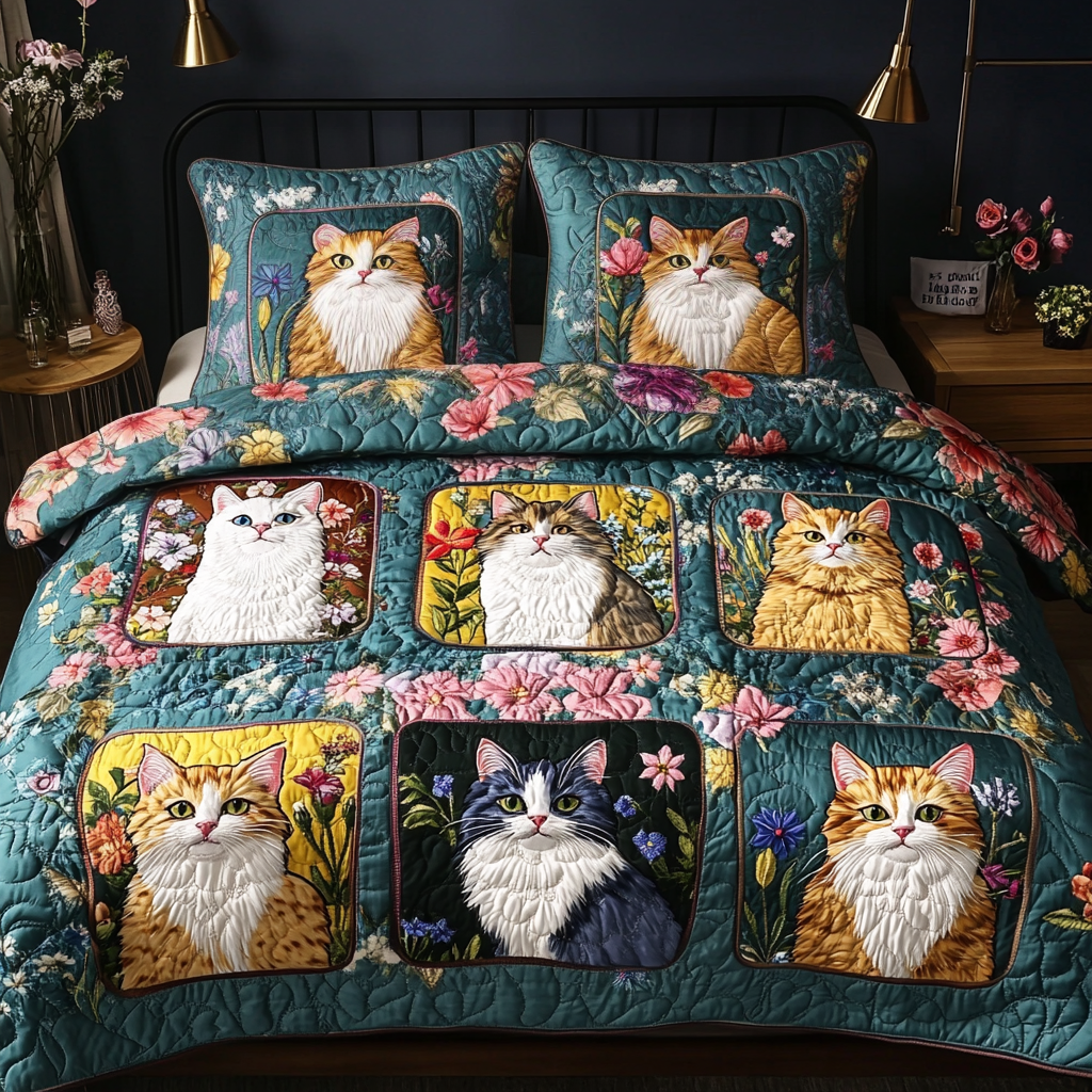Whisker Patch Quilted Bedding Set Duvet Cover Bed Sheet Set Cool Gifts Cat Lovers Whisker Patch Quilted Bedding Set Duvet Cover Bed Sheet Set Cool Gifts Cat Lovers
