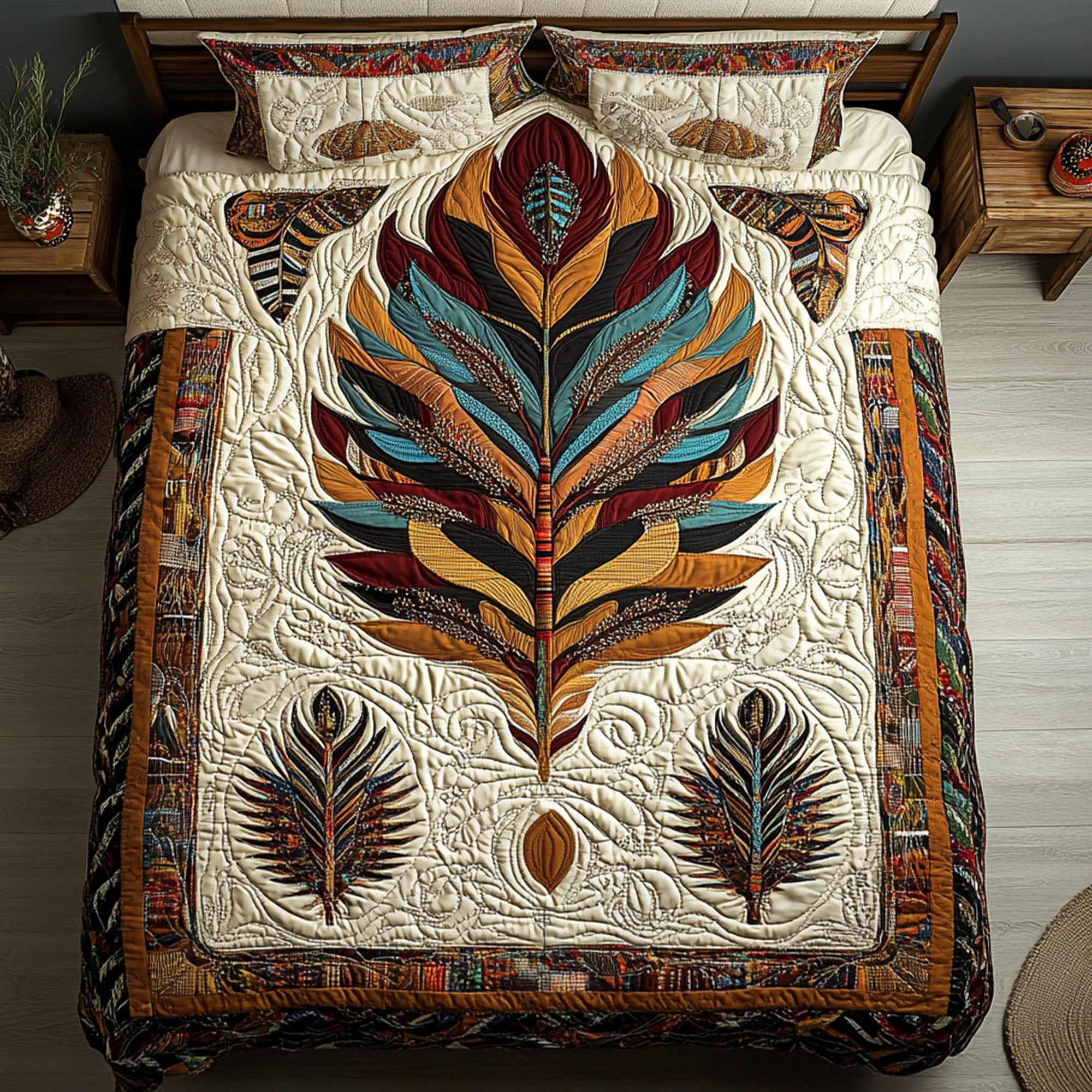 Whispering Feather Quilted Bedding Set Duvet Cover Merch Native American Pride Gifts Whispering Feather Quilted Bedding Set Duvet Cover Merch Native American Pride Gifts