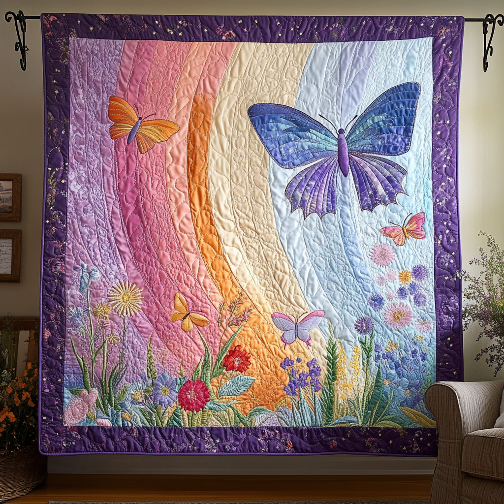 Whispering Wings Quilted Blanket Cute Colorful Blanket Gifts With Butterfly Theme Whispering Wings Quilted Blanket Cute Colorful Blanket Gifts With Butterfly Theme