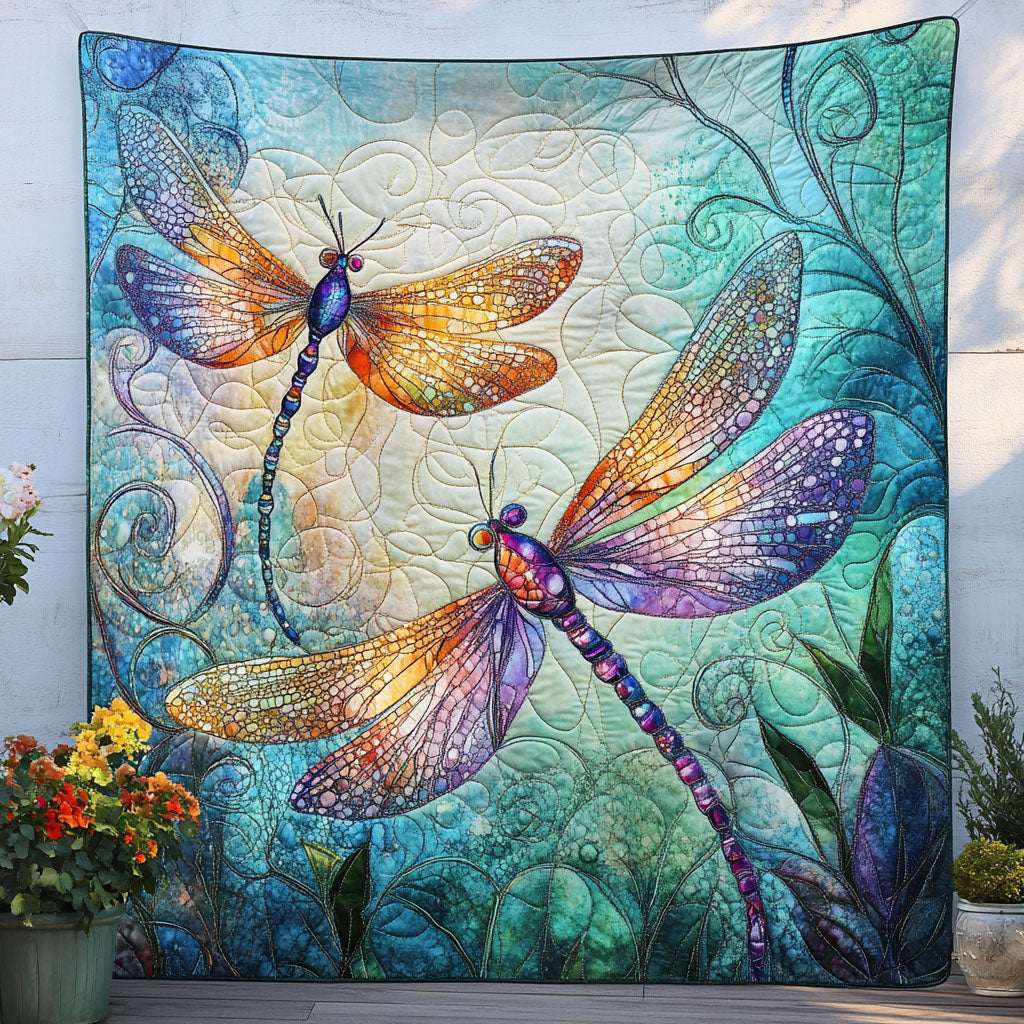 Whispering Wings Quilted Blanket Sofa Throw Blanket Best Dragonfly Lover Gifts For Her