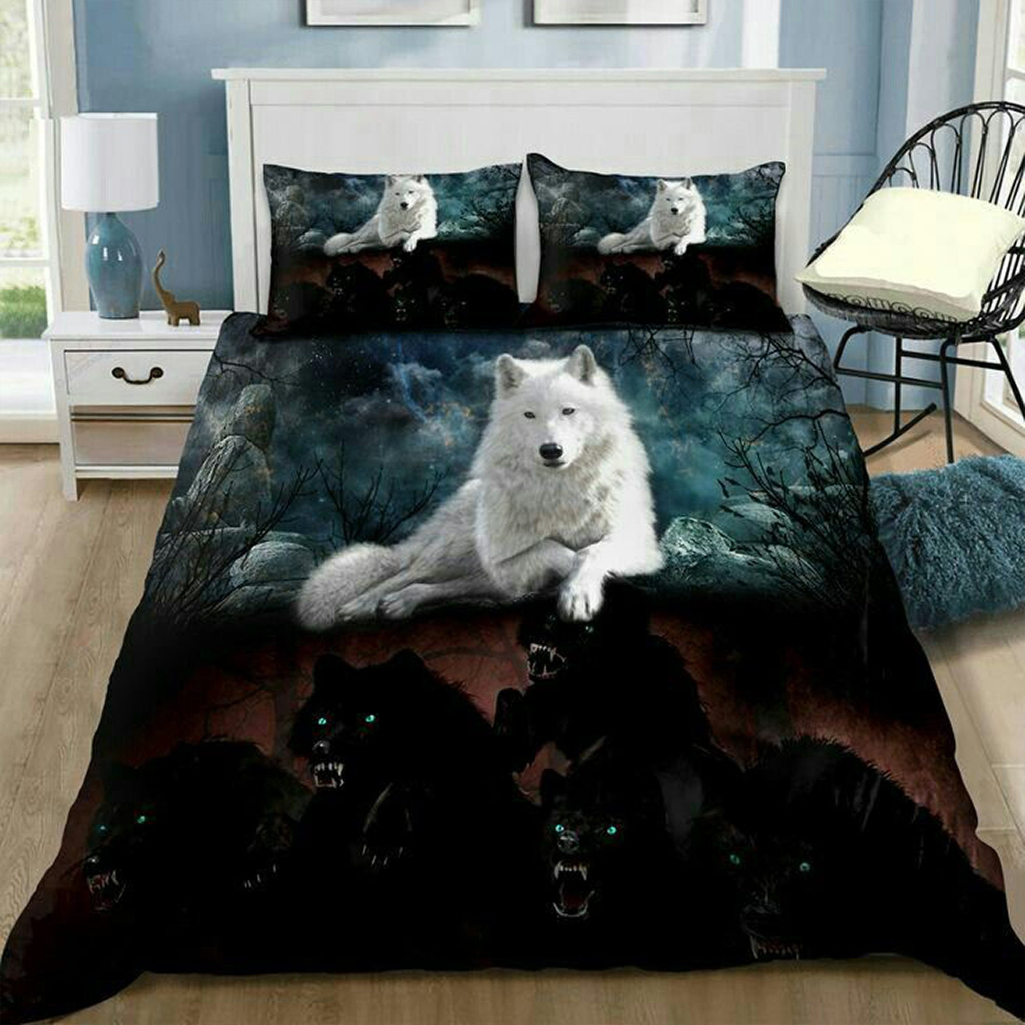 White And Black Wolf Bedding Set Full Size Wolf Bed Sheet Set Duvet Cover Merchandise White And Black Wolf Bedding Set Full Size Wolf Bed Sheet Set Duvet Cover Merchandise