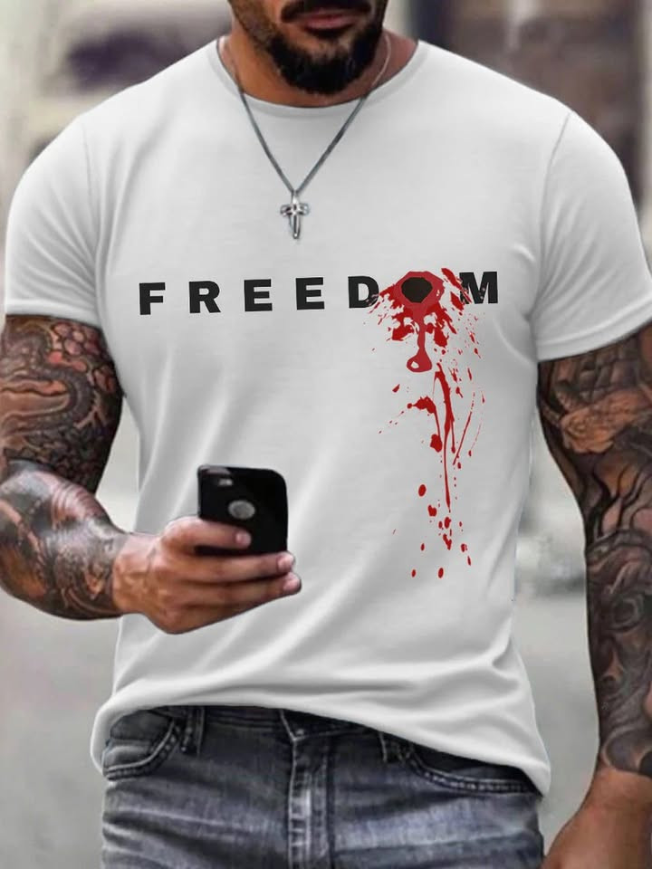 White Freedom Shirt Charlie Kirk T-Shirt Patriotic Apparel Dad Gifts White Freedom Shirt Charlie Kirk T-Shirt Patriotic Apparel Dad Gifts