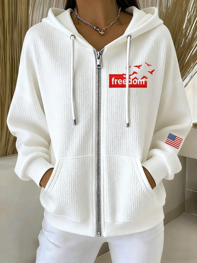 White Freedom Zip Hoodie Charlie Kirk Merch Freedom Clothing Patriotic Gifts For Wife White Freedom Zip Hoodie Charlie Kirk Merch Freedom Clothing Patriotic Gifts For Wife