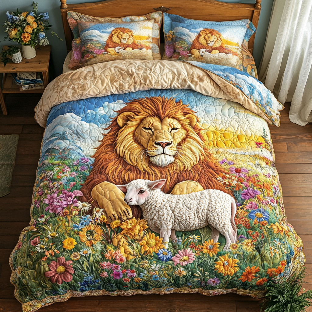 White Lamb Quilted Bedding Set Duvet Cover Merch Faith Based Christmas Gifts White Lamb Quilted Bedding Set Duvet Cover Merch Faith Based Christmas Gifts