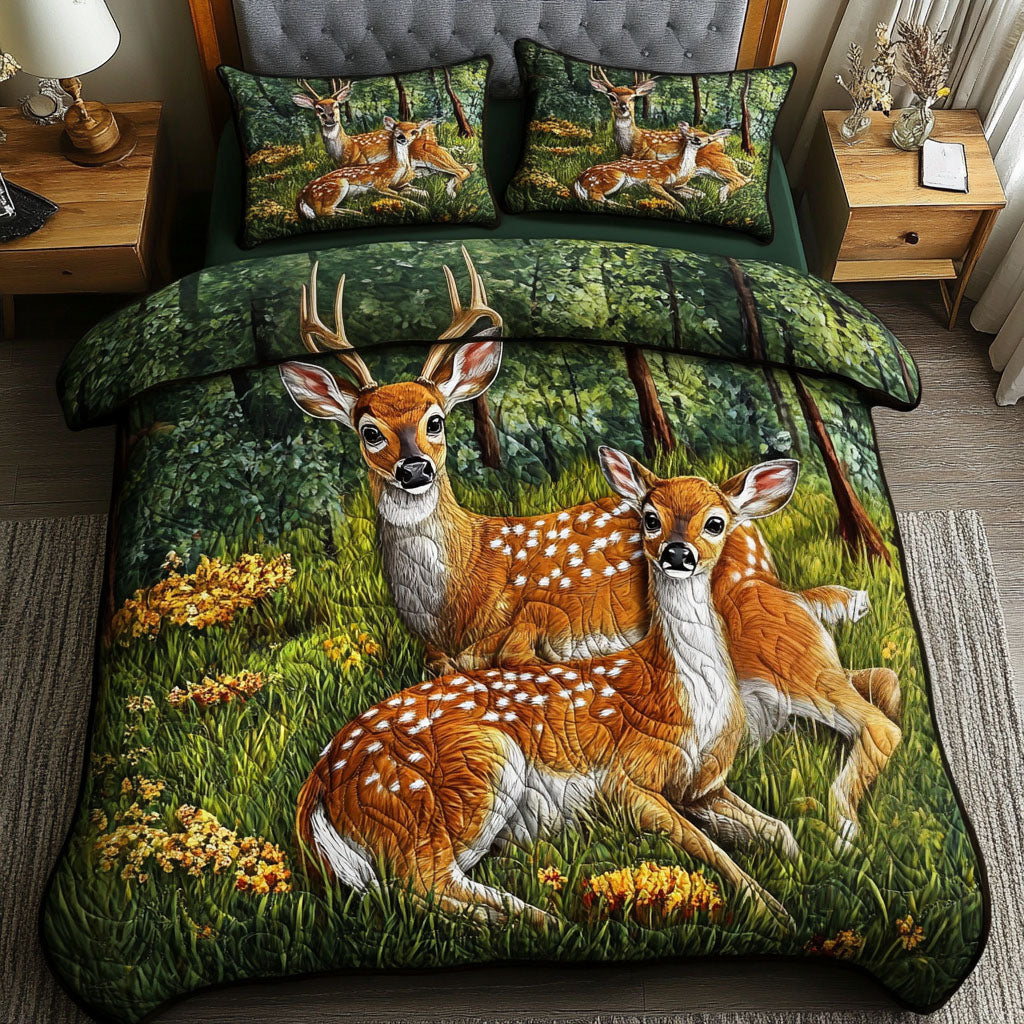 White tailed Deer Family Quilted Bedding Set Duvet Cover Bedspread Presents For Deer Hunters White tailed Deer Family Quilted Bedding Set Duvet Cover Bedspread Presents For Deer Hunters