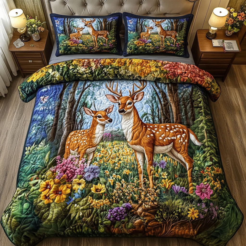 White tailed Deer Majesty Quilted Bedding Set Duvet Cover Bedspread Gifts For Deer Lovers White tailed Deer Majesty Quilted Bedding Set Duvet Cover Bedspread Gifts For Deer Lovers