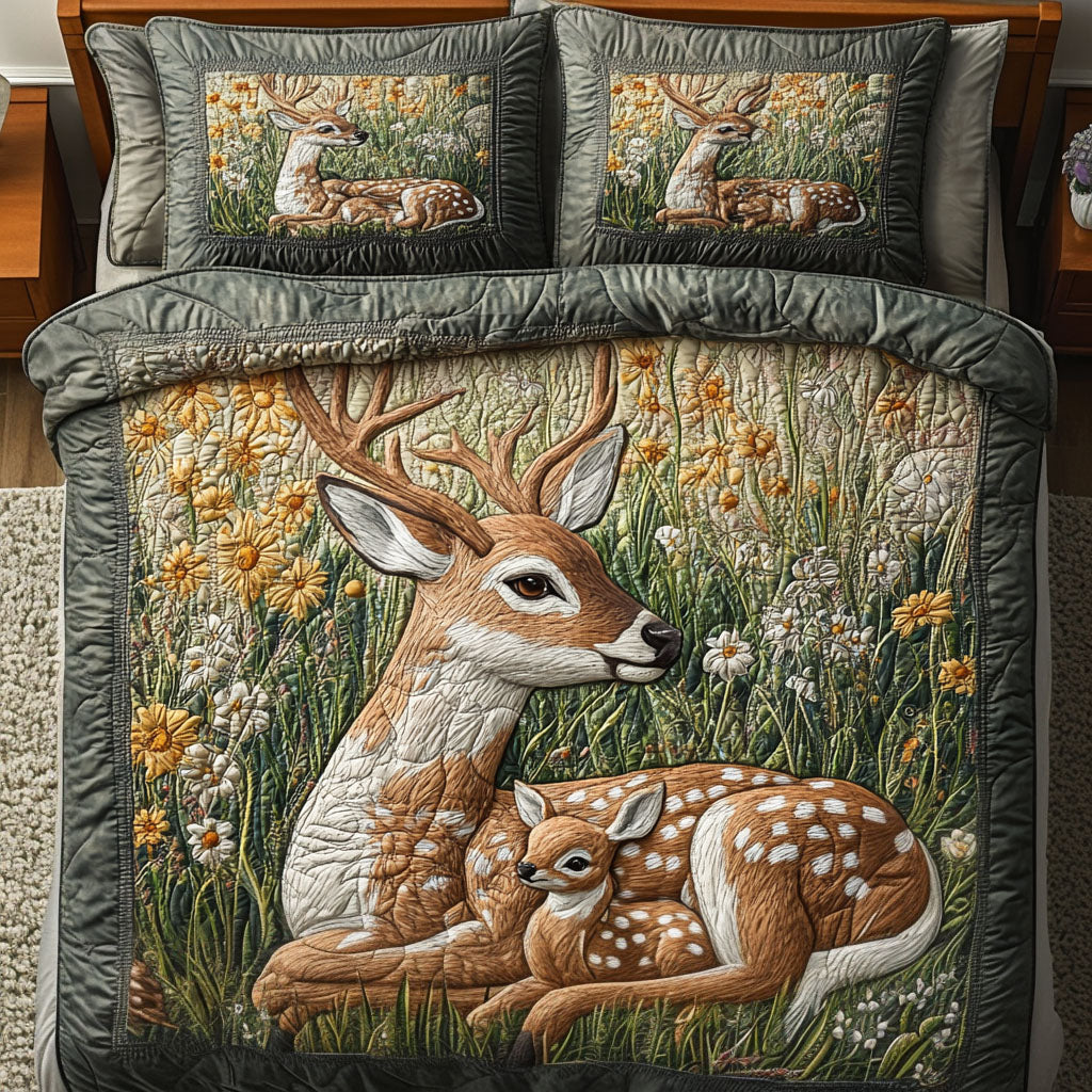 White tailed Deer Serenity Quilted Bedding Set Duvet Cover Bedspread Great Gifts For Deer Hunters White tailed Deer Serenity Quilted Bedding Set Duvet Cover Bedspread Great Gifts For Deer Hunters
