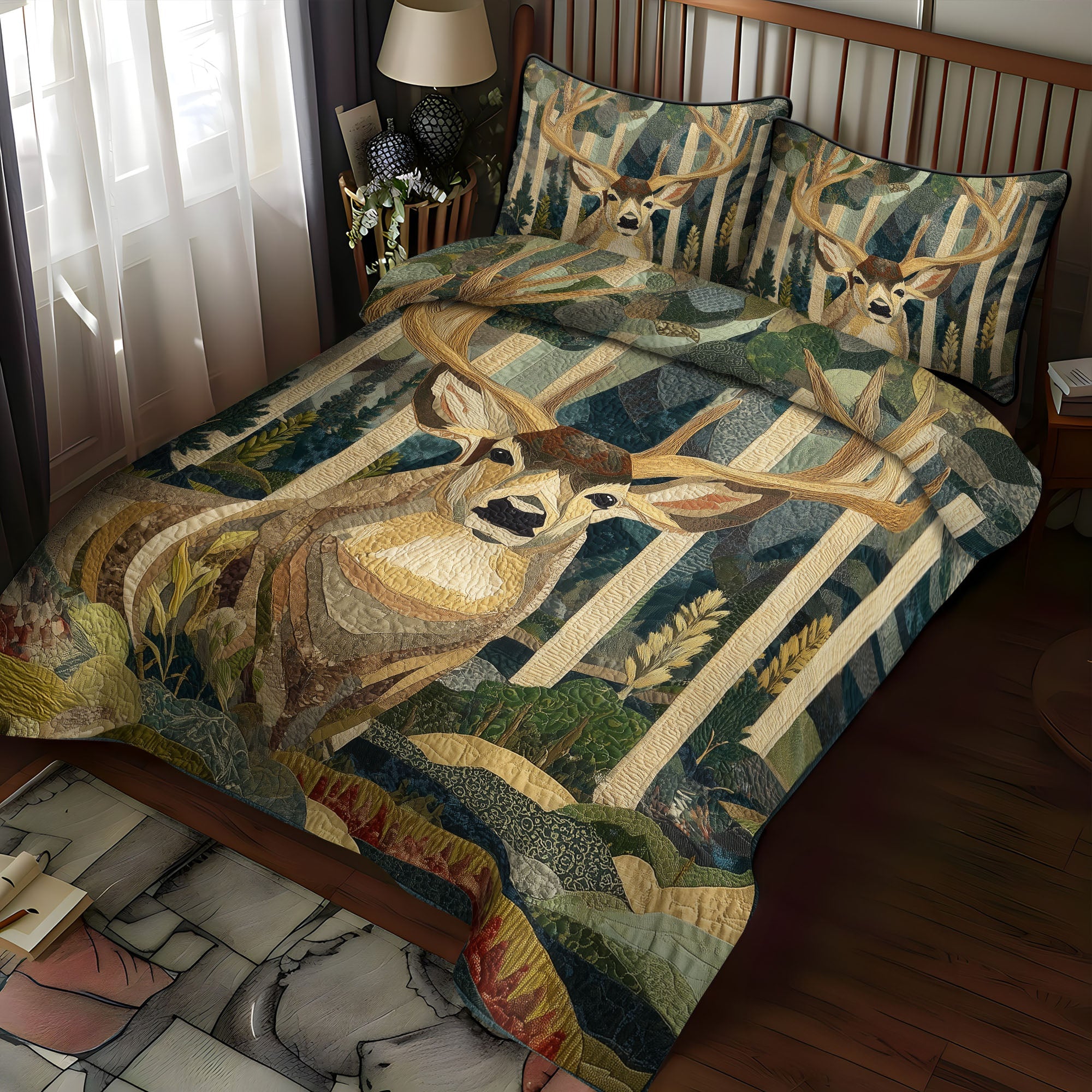 Whitetail Journey Quilted Bedding Set Duvet Cover Bed Sheet Set Best Deer Gifts For Christmas Whitetail Journey Quilted Bedding Set Duvet Cover Bed Sheet Set Best Deer Gifts For Christmas