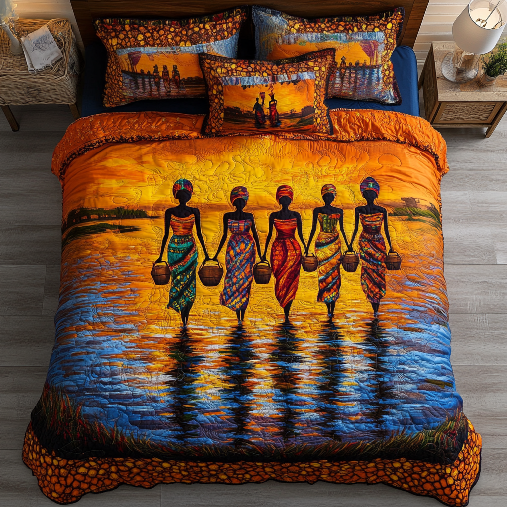Wild Africa Quilted Bedding Set Duvet Cover Bedspreads Melanin African American Gifts