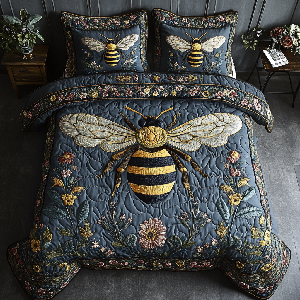 Wild Bee Quilted Bedding Set Duvet Cover Merch Awesome Bee Gifts Wild Bee Quilted Bedding Set Duvet Cover Merch Awesome Bee Gifts