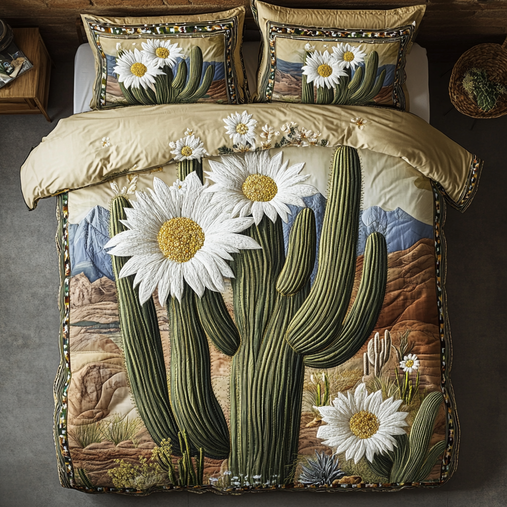 Wild Bloom Quilted Bedding Set Duvet Cover Bedspread Cactus Gifts For Her Wild Bloom Quilted Bedding Set Duvet Cover Bedspread Cactus Gifts For Her