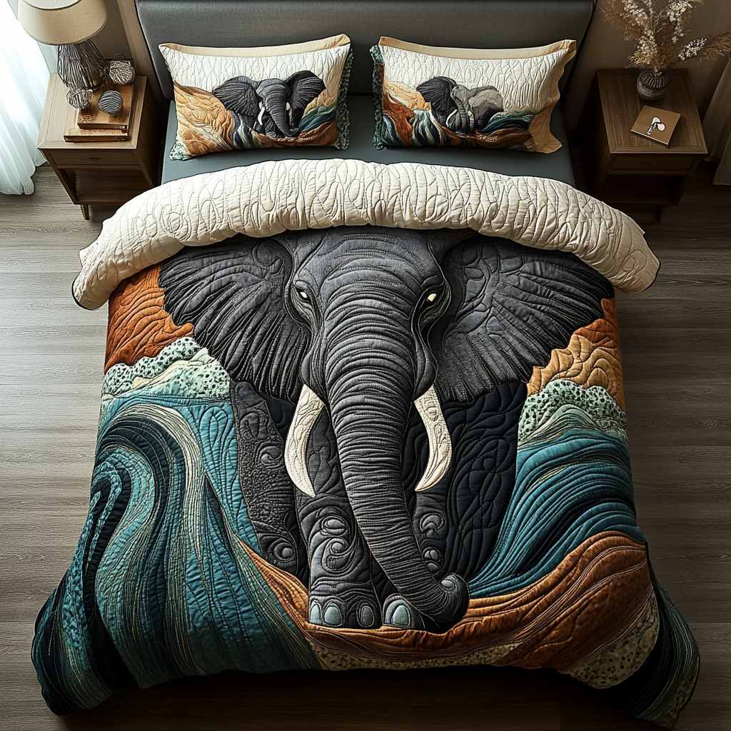 Wild Elephant Quilted Bedding Set Duvet Cover Bedspreads Elephant Presents For Women Wild Elephant Quilted Bedding Set Duvet Cover Bedspreads Elephant Presents For Women
