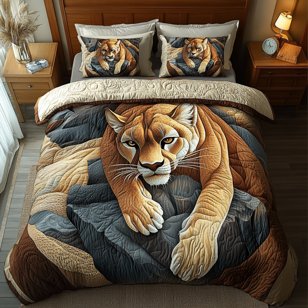 Wild Encounter Quilted Bedding Set Duvet Cover Bedspread Lion Gifts For Him Wild Encounter Quilted Bedding Set Duvet Cover Bedspread Lion Gifts For Him