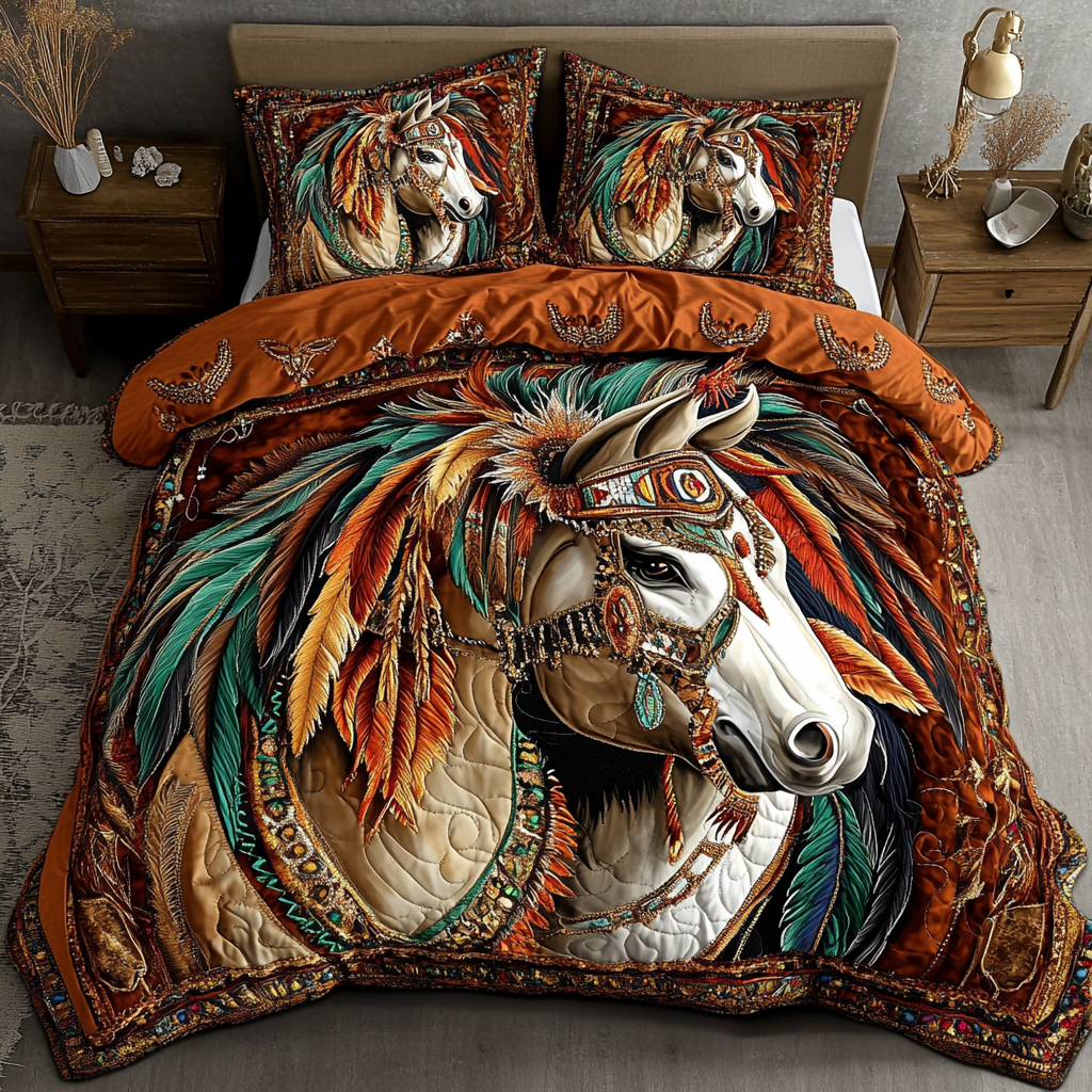 Wild Grace Quilted Bedding Set Duvet Cover Bed Sheet Set Great Gifts For Horse Owners Wild Grace Quilted Bedding Set Duvet Cover Bed Sheet Set Great Gifts For Horse Owners