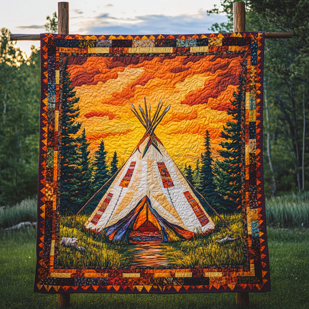 Wild Harmony Quilted Blanket Cute Colorful Blanket Teepee Native American Gift Ideas Wild Harmony Quilted Blanket Cute Colorful Blanket Teepee Native American Gift Ideas